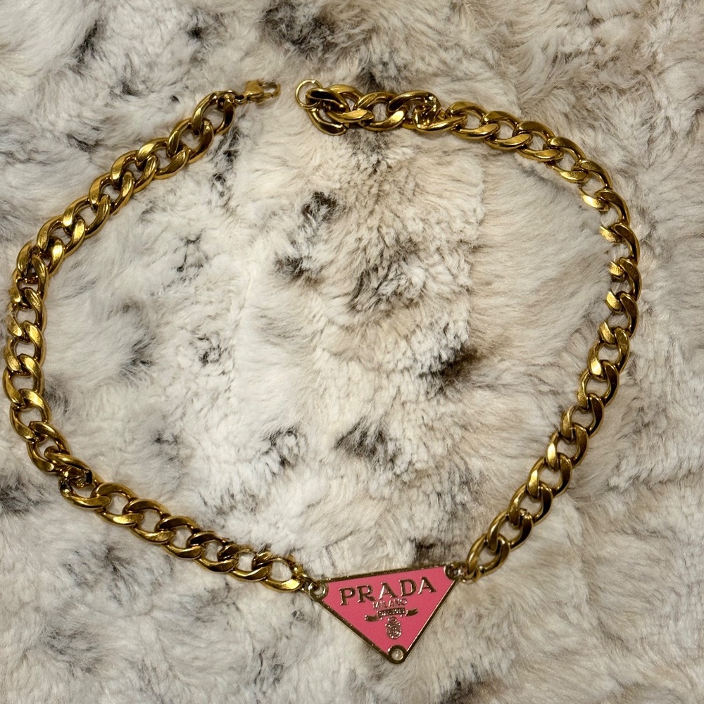 Repurposed Prada Emblem Chain Necklace